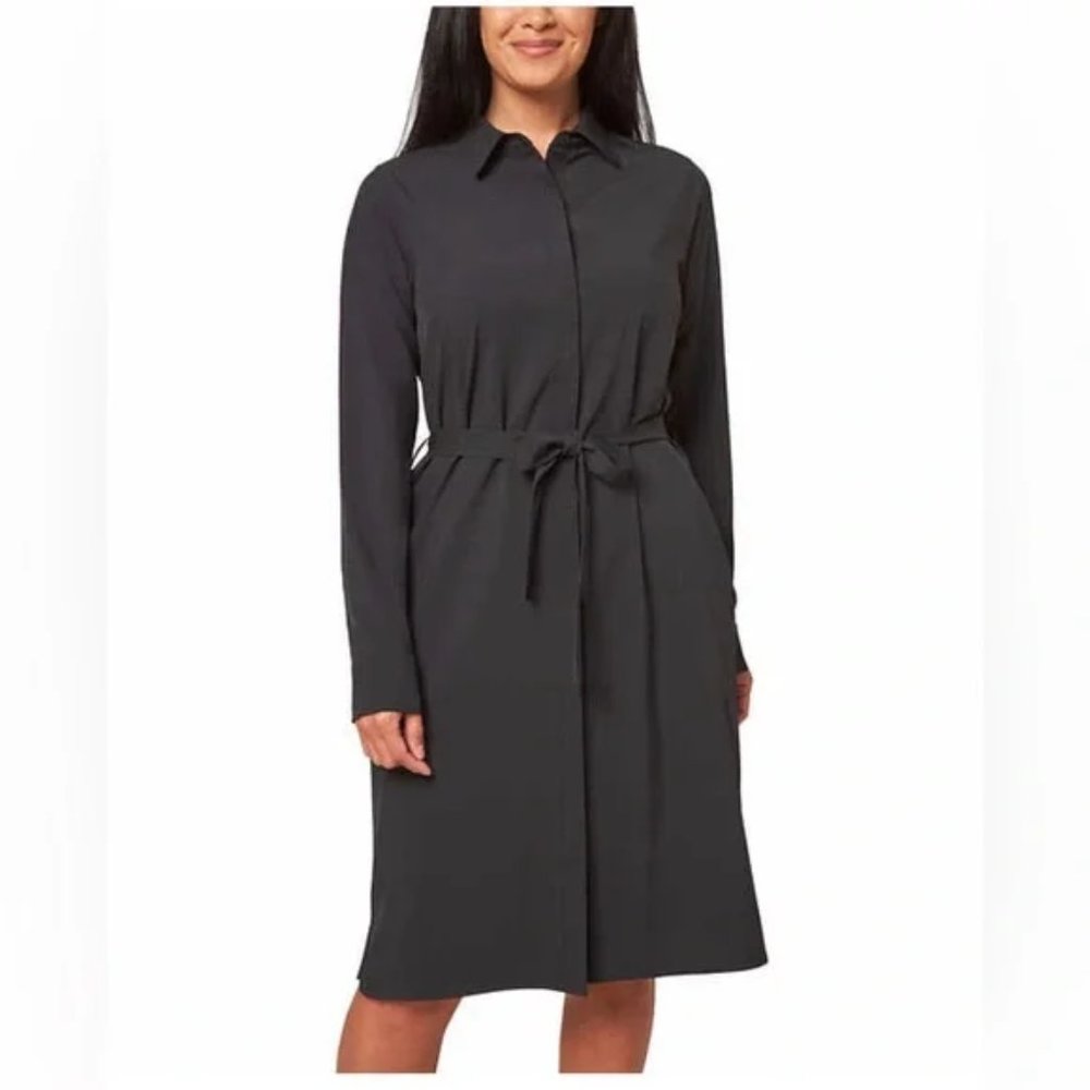 NWT Modern Ambition Women Long Sleeve Tie-Waist Shirtdress Black 2XL $100 Z862